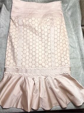 Karen Millen Pale Blush Eyelet High-Low Mermaid Skirt